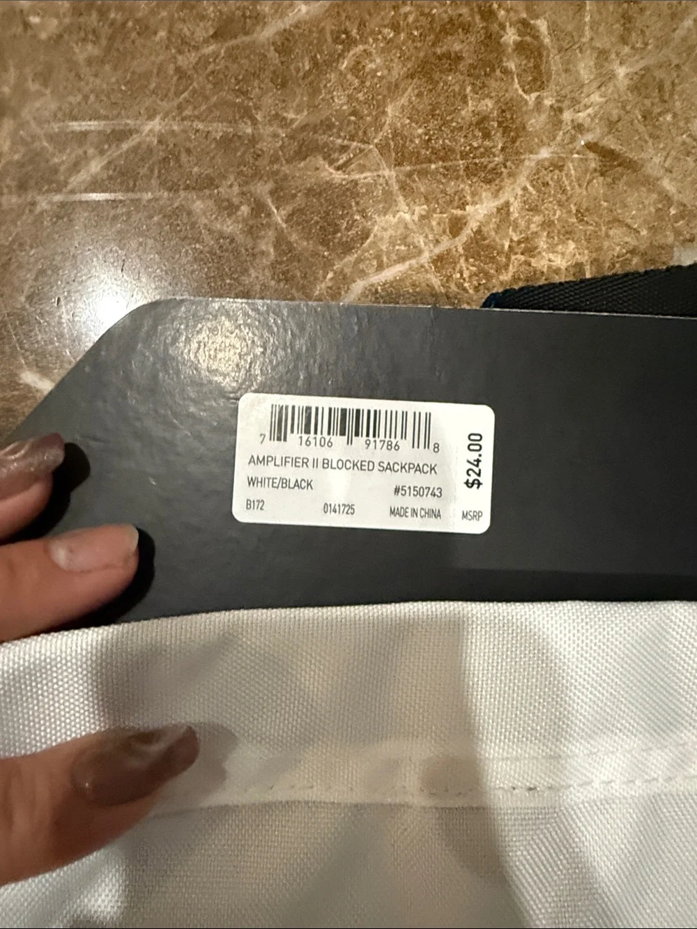 adidas White and Black Mesh Drawstring Backpack